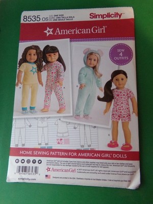 18'' DOLL PATTERNS 2017 SIMPLICITY   #8535 ONE SIZE FOR AMERICAN GIRL UNCUT