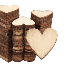 Wooden Hearts, 50 Pack Unfinished Wood Hearts Blank Wooden Cutouts 10mm