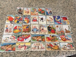 31 cartes postales humoristiques à systèmes dépliantes vues de villes 1950