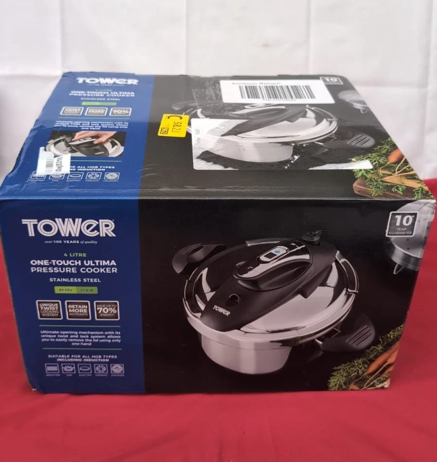 Tower One-Touch Ultima Pressure Cooker with Detachable 60-Minute Timer, (USED)