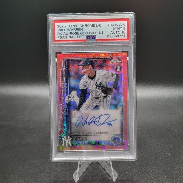2025 Topps Chrome Rookie AUTO Will Warren #RA-WWA Rose Gold 1/1 PSA 9 AUTO 10