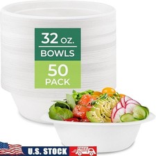 Compostable Bamboo Bagasse Bowls Heavy Duty Eco-Friendly Disposable Tableware US