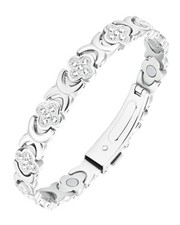 Pulsera De Cobre Plateada Con Imanes De 3500 Gauss Y Diseno De Trebol Pro