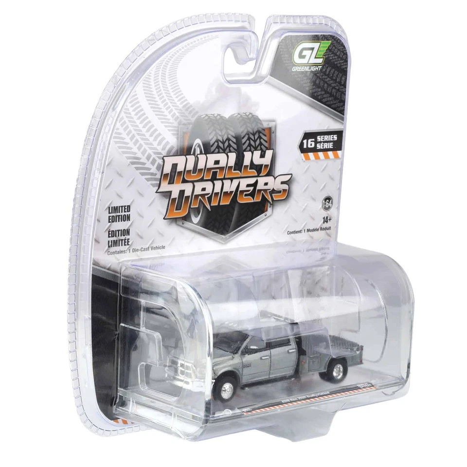 Raw Chase 1/64 2018 Ram 3500 Dually Flatbed Truck, Dually Drivers #16 46160-C - Immagine 2 di 3