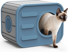 Outdoor Cat House, Outside Cat Shelter with Bed Mat for Feral Cat, Plastic Pe...