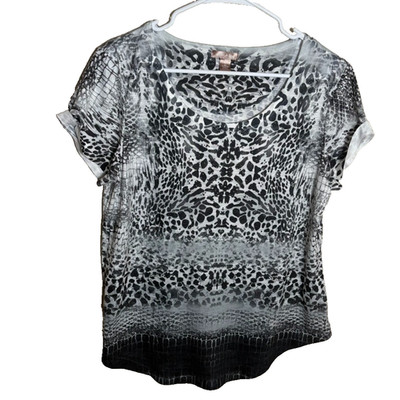 White Stag T-Shirt Women's Medium Cheetah Round Neck Printed Short Sleeve Shirt
