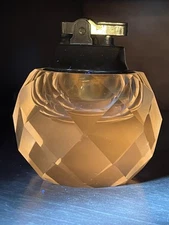 Vintage UV Glow Mid Century Prism Crystal Clear Glass Table Lighter