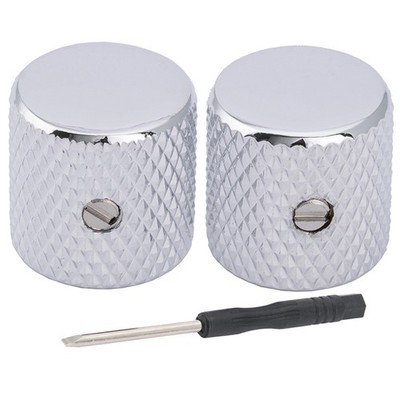 Musiclily Pro 2Pcs Chrome 6mm Steel Knurled Flat Top Barrel Knob For Tele Guitar