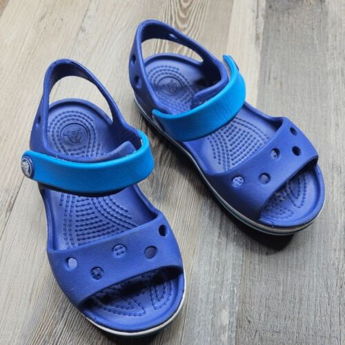 Crocs Crocband Cerulean Blue/Ocean C8 Toddler Sandals Hook + Loop Closure - Picture 1 of 6