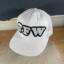 Vintage Made In USA TFW SnapBack Mesh Hat Cap White Rare Military Large