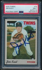 JIM KAAT #75 1970 Topps Baseball PSA/DNA AUTO 10 PSA 7 TWINS