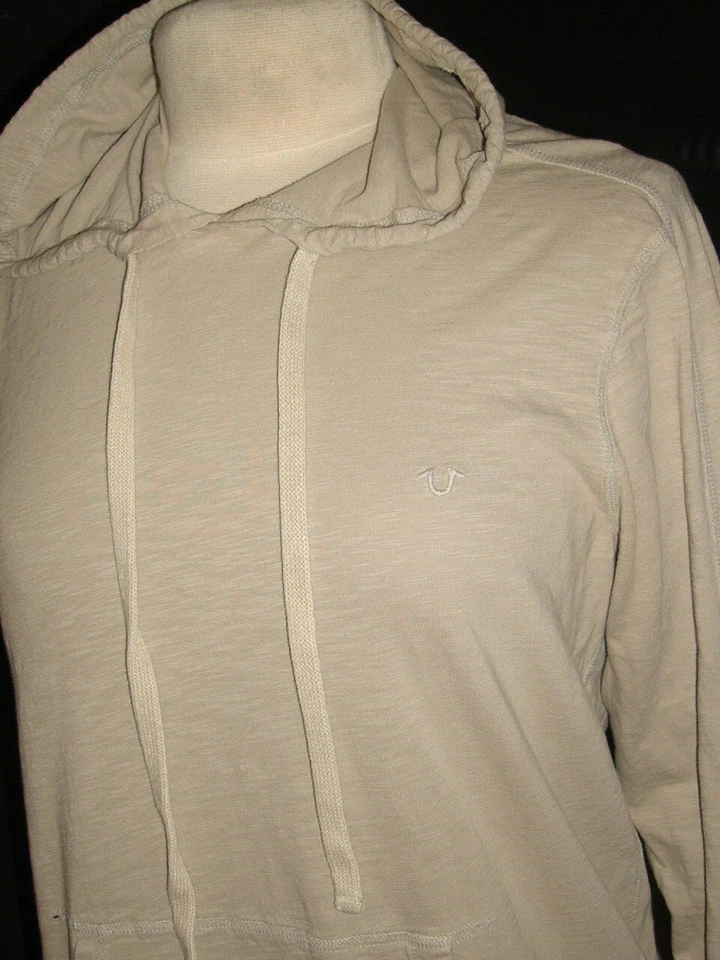 TRUE RELIGION BEIGE LT.WGT 100% ALGODÓN L/S CON BOLSILLO CANGURO SUDADERA CON CAPUCHA TALLA M  Foto 3 de 4