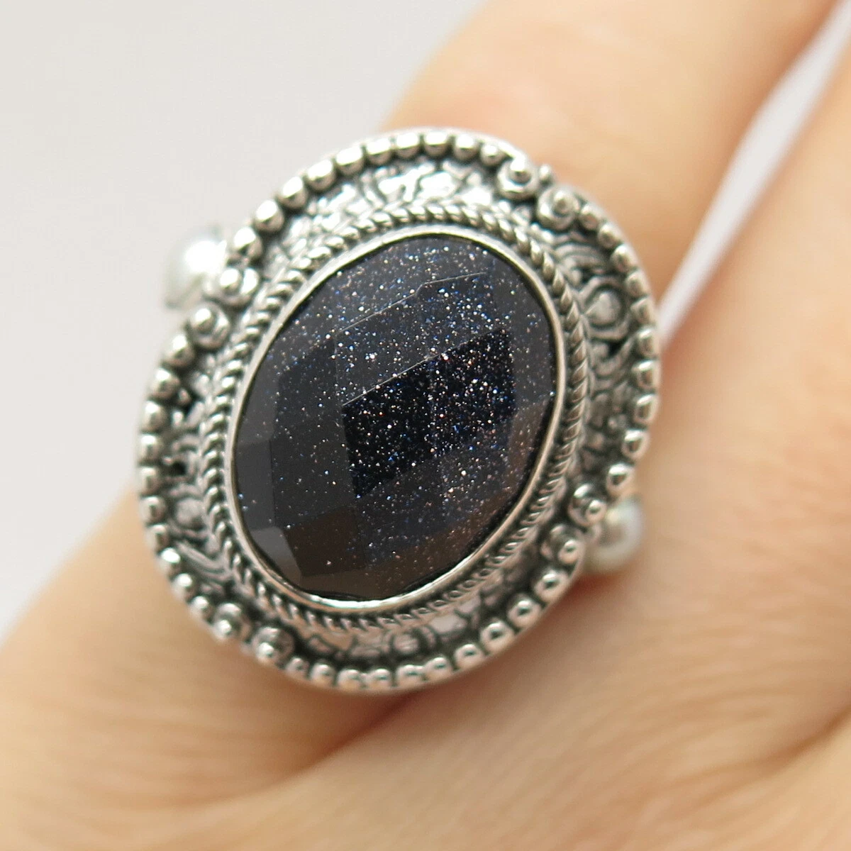 925 Sterling Silver Vintage Sarda Real Pearl Purple Goldstone