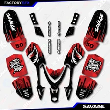 Red Savage Camo Racing Graphics kit fits Polaris Predator 50 ATV Decals 06+