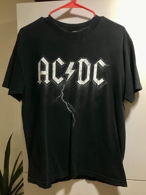 Vintage Y2K AC/DC Thunder Lightning Faded Black T-Shirt Men's Size M ...