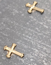 Delicate 7/16" 14K Cross Post Earrings