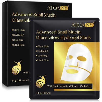 Snail Mucin Mask - Collagen Face Mask, Hydrating Mask Sheet with Hyaluronic Acid