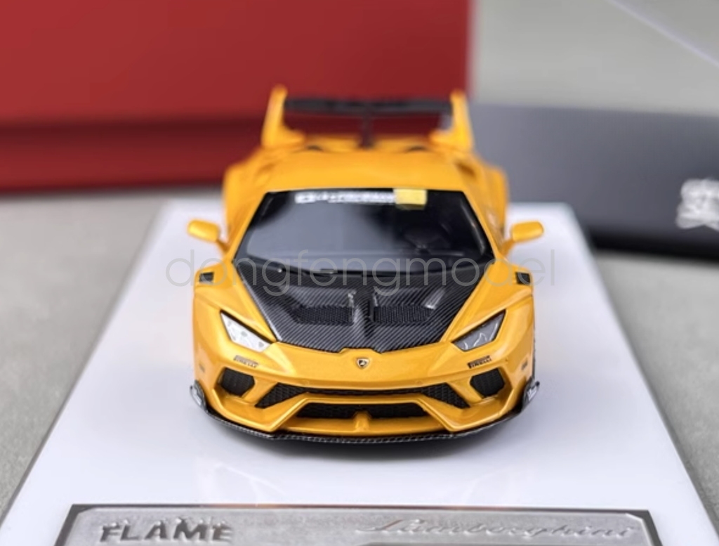 1:64 Scale Flame Yellow Huracan GT LP610 LBWK Racing Sport