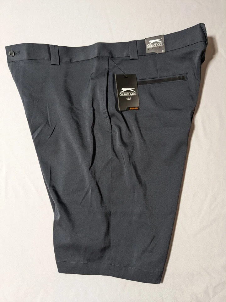 Pantalones Cortos SLAZENGER GOLF Hombres Talla 38 Tech Frente Plano Ébano NUEVO Foto 2 de 4