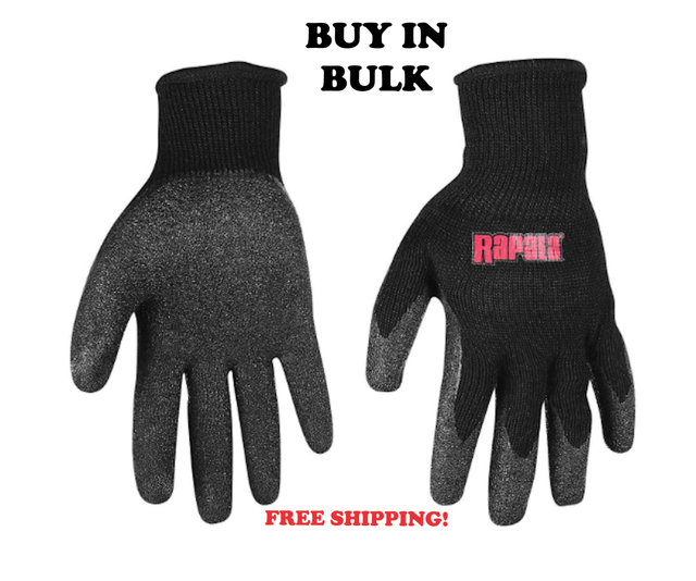 RAPALA Fishermans Gloves Protective Non Slip Latex Coating Black New eBay
