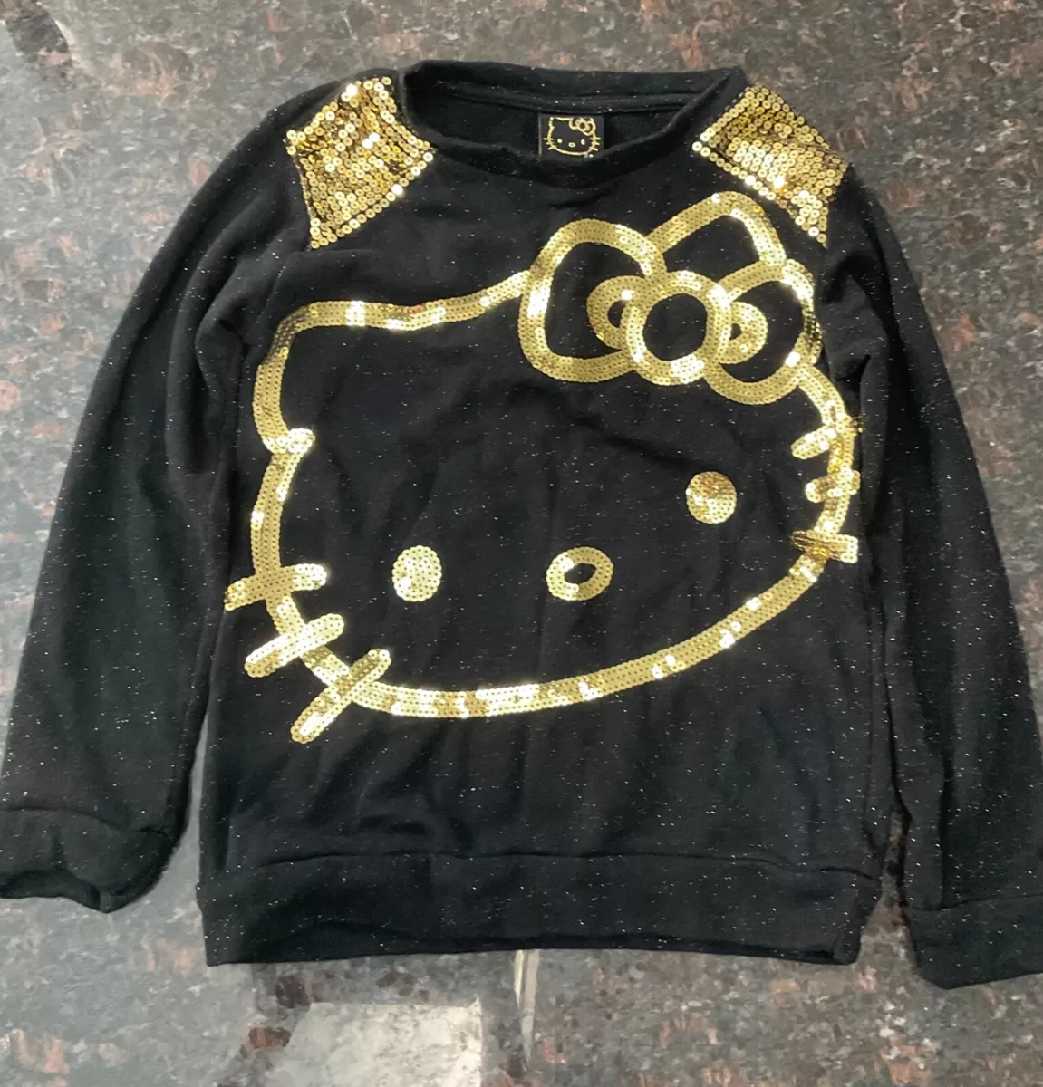 HELLO KITTY on Diamond- Girls lg - Long sleeve T-Shirt hoodie