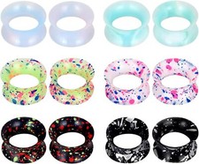 6Pairs Spotted Soft Silicone Tunnels Set Ear Tunnels Gauges Plugs Stretchers