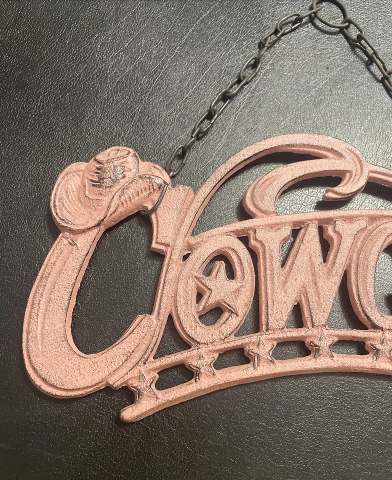 Hierro Fundido Metal COWGIRL Rosa Exterior/Interior Pared Colgante Decoración 11" Ancho Óxido Foto 3 de 4