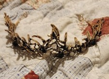 Gold Tone Beaded Jeweled Crown Tiara