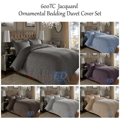 Jacquard Bettdecke Bettwäsche Quilt Bettbezug Set 600 Fadenzahl Super Cotton Rich