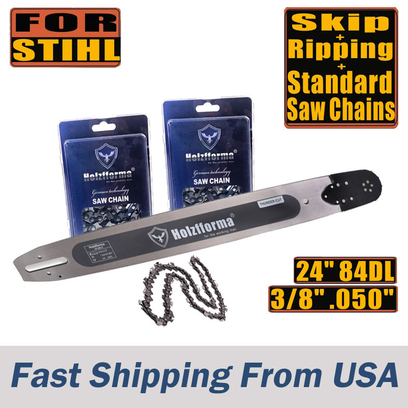 24&quot; 3/8&quot; .050&quot; 84DL Guide Bar Skip Ripping Saw Chain For Stihl 
