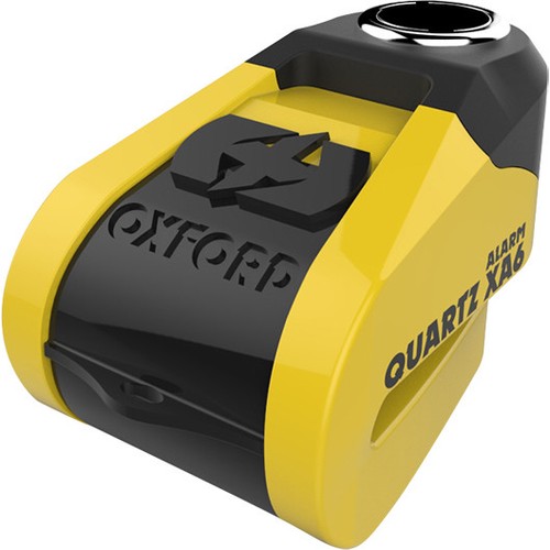 Oxford-Quartz-XA6-Alarm-Disc-Lock-6mm-pin-Yellow-Black-Motorcycle-Security