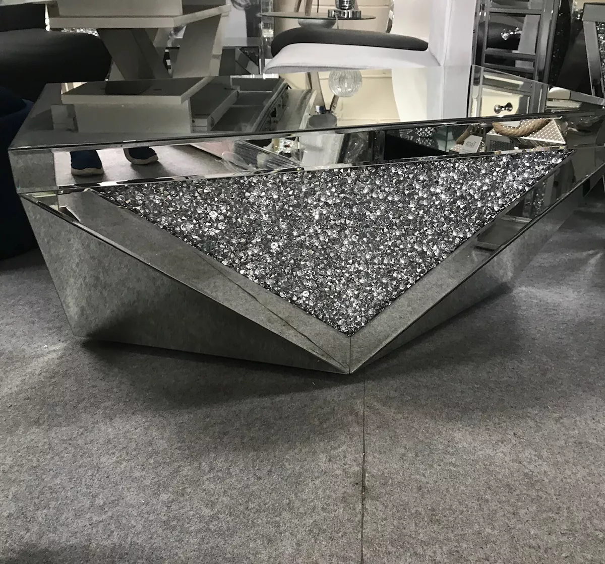 Stunning crushed crystal glitz coffee table diamond crush sparkle coffee table