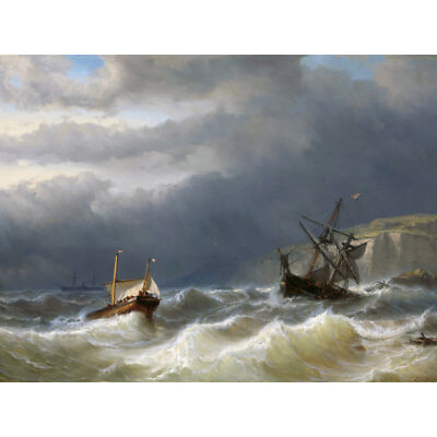 Meijer Storm Strait Dover Schiffe Meereslandschaft Gemälde großer Wandkunstdruck 18 x 24 Zoll