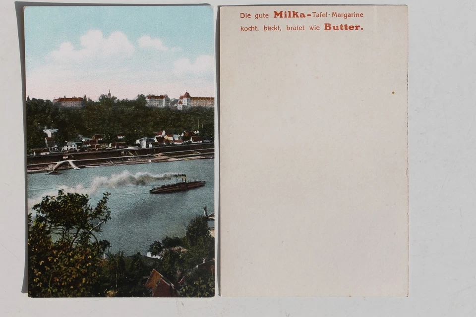 30085 AK Elbe Ufer bei Pirna mit Dampfer Häusern Befestigungen um 1910 Werbung - Bild 1 von 1