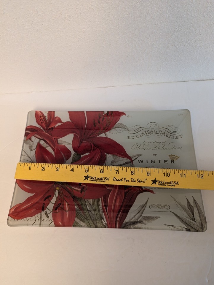 Fringe Studio Glass Winter Flora Botanical Tray 12"x8" VGC eBay