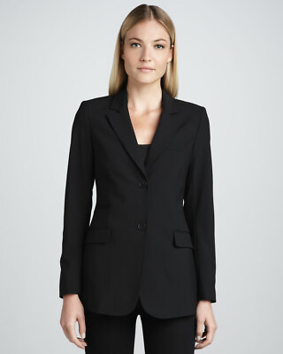 $415 THEORY Katharine Tailor Wool Blazer Sz 0 Jacket Black | eBay