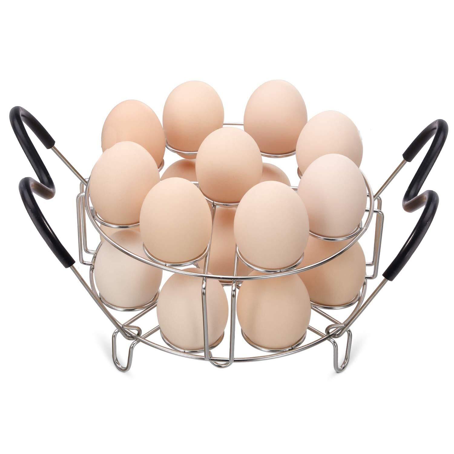 Stackable Egg Steamer Rack Trivet 9 holes with Heat Resistant Handles for Ins...