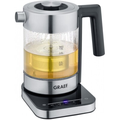 Graef WK 350 Wasserkocher transparent/edelstahl LED-Beleuchtung Touch-Display