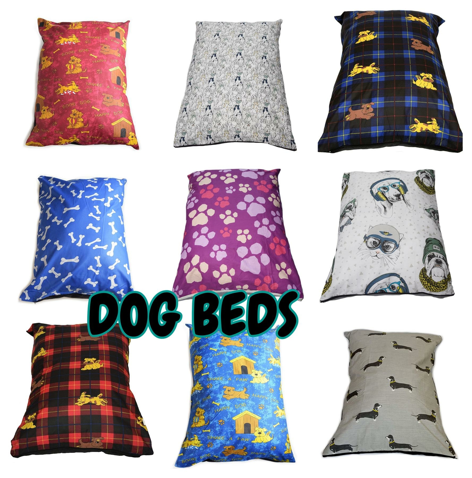 LARGE DOG BED REMOVABLE ZIPPED COVER WASHABLE PET BED CUSHION & COVER