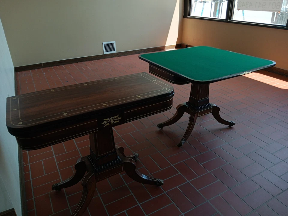 Un par de mesas de cartas plegables Regency circa 1835 Foto 3 de 4