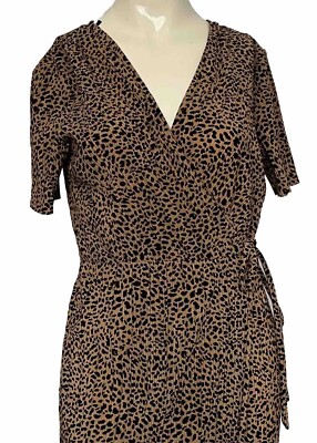 Sportsgirl Leopard Print Wrap Dress Size Small Plisse Boho Chic Work Party  Fun Australia