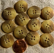 12 Beige & Light Brown Swirl Plastic Sew-through 4-hole Buttons 3/4" 19mm # 4826