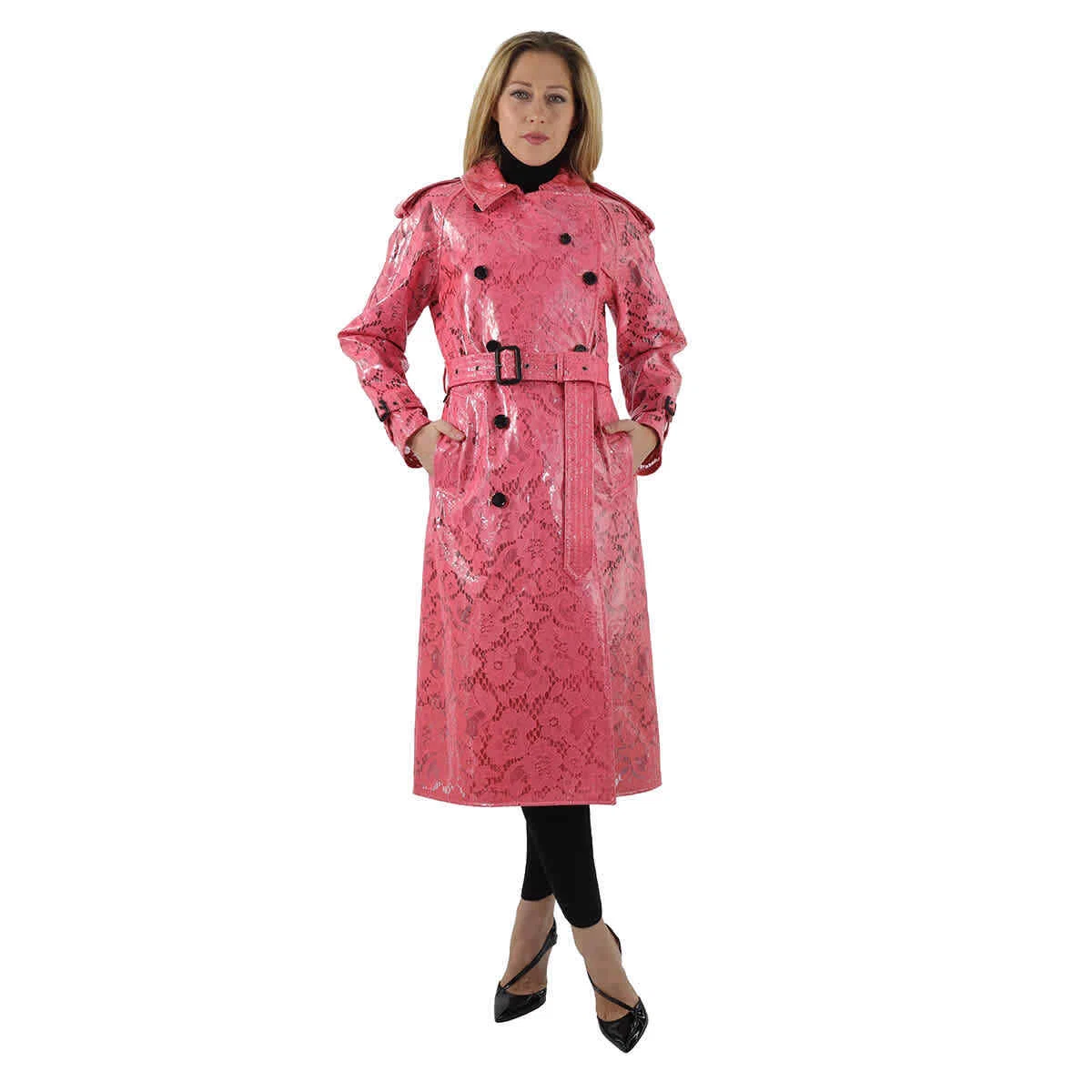 Pink lace trench coat sale