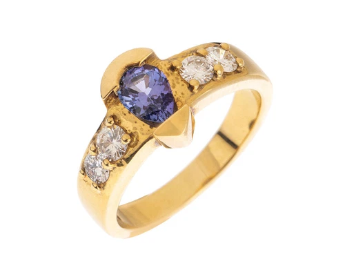 Ring 18kt Gelbgold Diamanten 0,45ct Tansanit 0,70ct 8g - Bild 1 von 1
