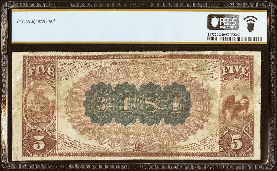 $5 1882 The National Bank of White River Junction , VT -Brown Back  PCGS 20 VF - Image 2 of 3