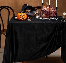 Black Velvet Tablecloth Halloween Table Cloth for Party Wedding Kitchen Dinning