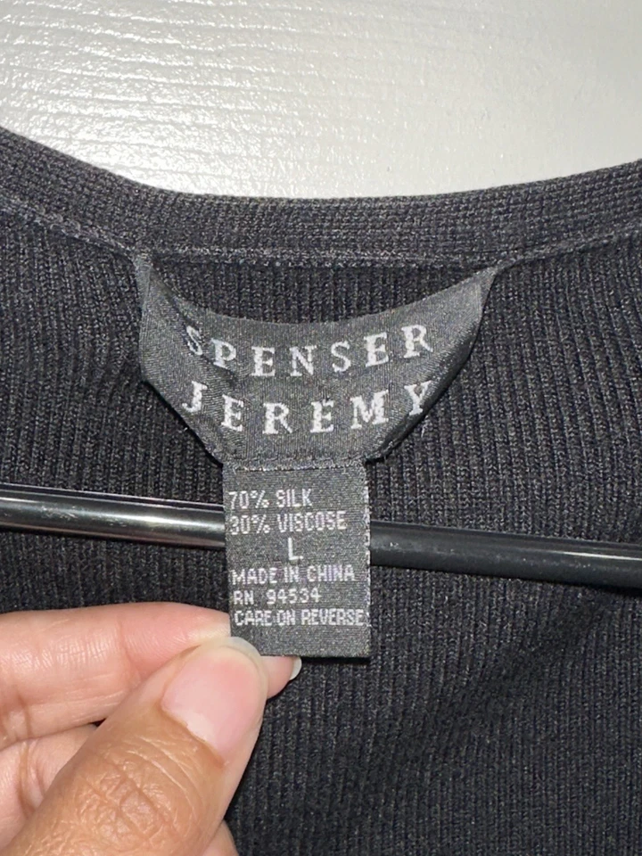 Spenser Jeremy Women’s Cardigan 70% Silk 30% Viscose black 3/4 Sleeve - Image 3 of 4