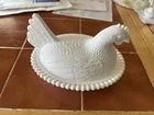 Vintage Indiana Milk Glass Hen on Nest Covered Candy Bowl Dish 7"