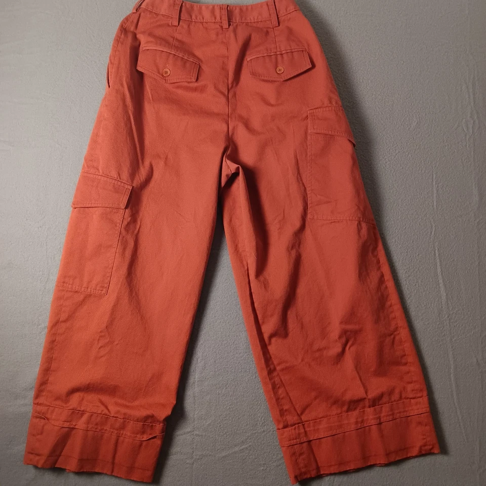 Pantalones cargo Tibi Resort sarga de algodón holgados pierna ancha recortada terracota talla 4 Foto 3 de 4