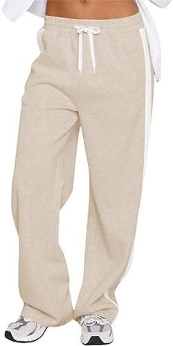 High Waisted Casual Loose Straight Leg Women's Trousers with Pockets and Color B